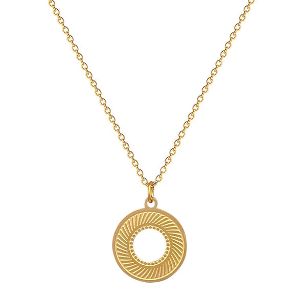 Wholesale Unisex Geometric Titanium Steel Electroplated Rotating Ring Necklace