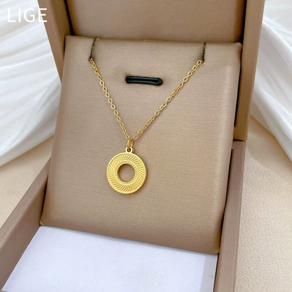 Wholesale Unisex Geometric Titanium Steel Electroplated Rotating Ring Necklace