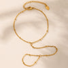 Wholesale Unisex Geometric Titanium Steel Freshwater Pearl Goldplated Ferris Wheel Finger Ring Chain Fashion Jewelry