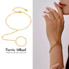 Wholesale Unisex Geometric Titanium Steel Freshwater Pearl Goldplated Ferris Wheel Finger Ring Chain Fashion Jewelry