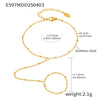 Wholesale Unisex Geometric Titanium Steel Freshwater Pearl Goldplated Ferris Wheel Finger Ring Chain Fashion Jewelry