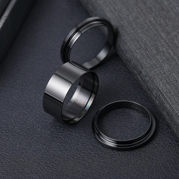 Wholesale Unisex Geometric Titanium Steel Handmade Ring With Polishing Process And Empty Holder Accessories