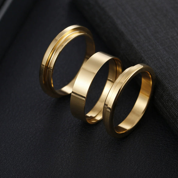 Wholesale Unisex Geometric Titanium Steel Handmade Ring With Polishing Process And Empty Holder Accessories