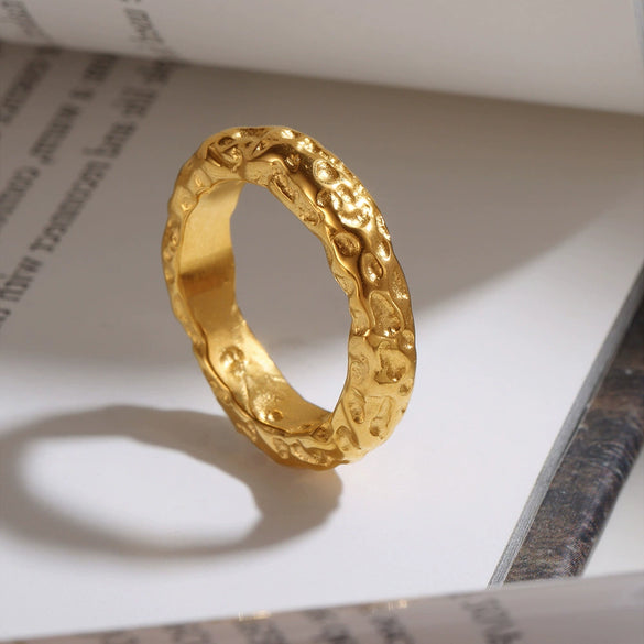 Wholesale Unisex Geometric Titanium Steel 18K Gold Plated Ferris Wheel Ring In Light Luxury Style