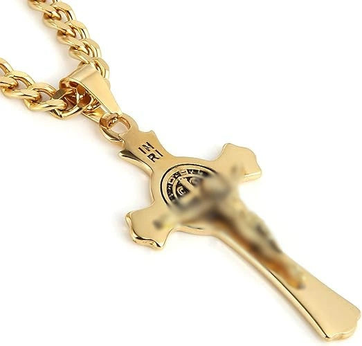 Wholesale Unisex Geometric Titanium Steel Necklace With Polish Cross Pendant And String Of Pearls Chain