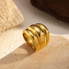 Wholesale Unisex Geometric Titanium Steel Ring With Pvd Furnace Vacuum Real Gold Plating