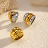 Wholesale Unisex Geometric Titanium Steel Ring With Pvd Furnace Vacuum Real Gold Plating