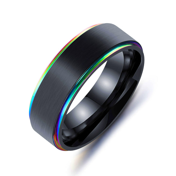 Wholesale Unisex Geometric Titanium Steel Twocolor Ring With Lasha Plating