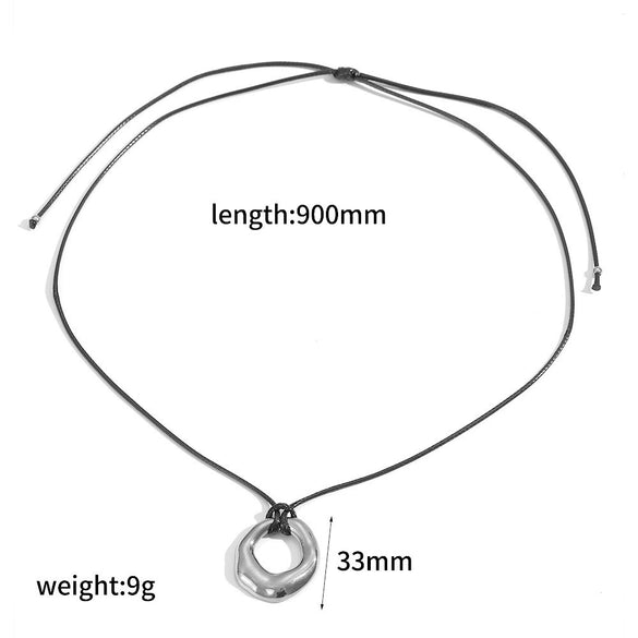 Wholesale Unisex Geometric Wax Rope Stainless Steel Necklace With Pvd Furnace Vacuum Real Gold Plating
