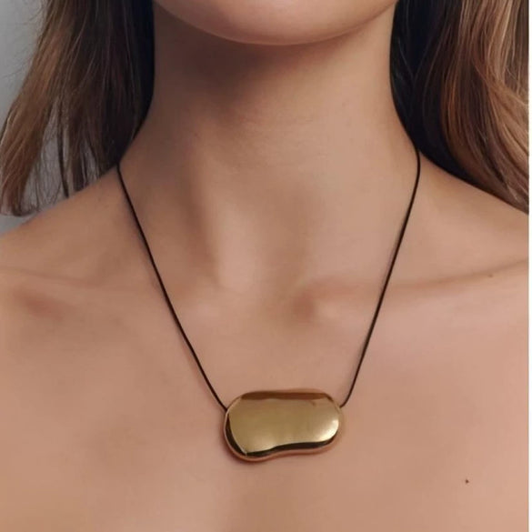 Wholesale Unisex Geometric Wax Rope Stainless Steel Necklace With Pvd Furnace Vacuum Real Gold Plating
