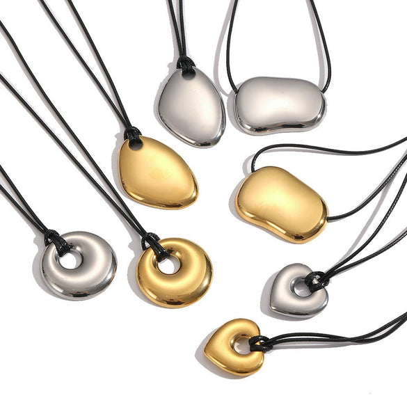 Wholesale Unisex Geometric Wax Rope Stainless Steel Necklace With Pvd Furnace Vacuum Real Gold Plating