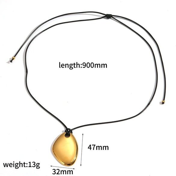 Wholesale Unisex Geometric Wax Rope Stainless Steel Necklace With Pvd Furnace Vacuum Real Gold Plating