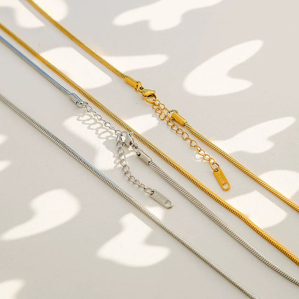 Wholesale Unisex Gold Electroplated Ushaped Stainless Steel Snake Bone Chain Necklace