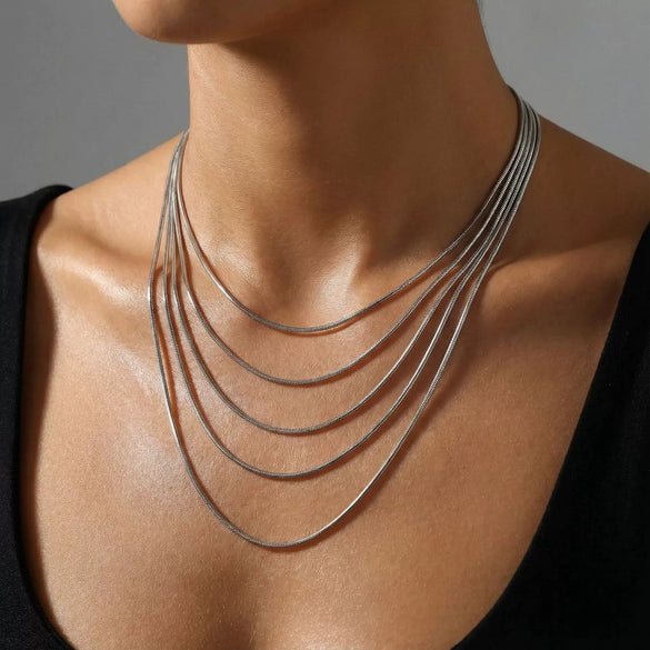 Wholesale Unisex Gold Electroplated Ushaped Stainless Steel Snake Bone Chain Necklace