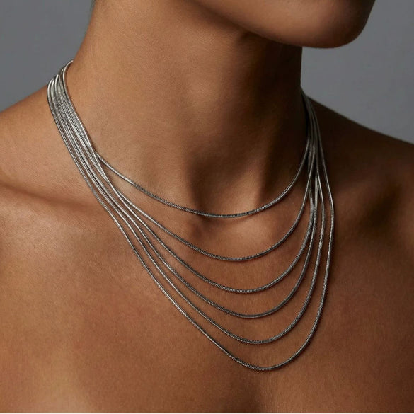 Wholesale Unisex Gold Electroplated Ushaped Stainless Steel Snake Bone Chain Necklace
