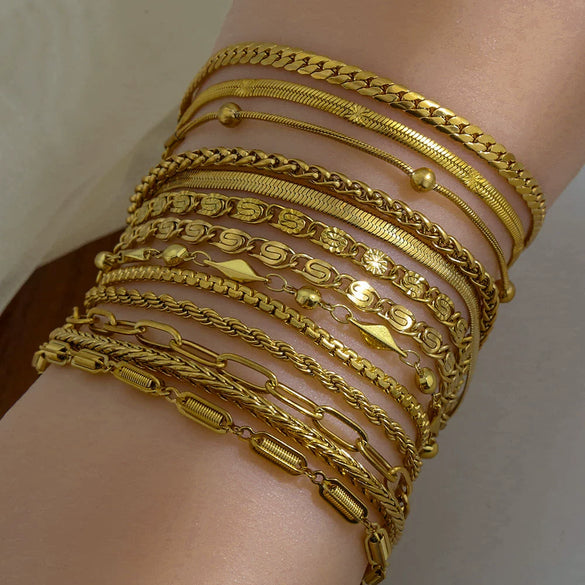 Wholesale Unisex Gold Plated Stainless Steel Anklet With Small Round Beads Luxury Jewelry
