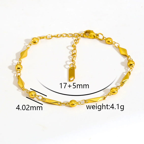 Wholesale Unisex Gold Plated Stainless Steel Anklet With Small Round Beads Luxury Jewelry