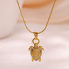 Wholesale Unisex Gold Plated Stainless Steel Rope Chain Necklace With Diamond Turtle Pendant Marine Series High End Jewelry