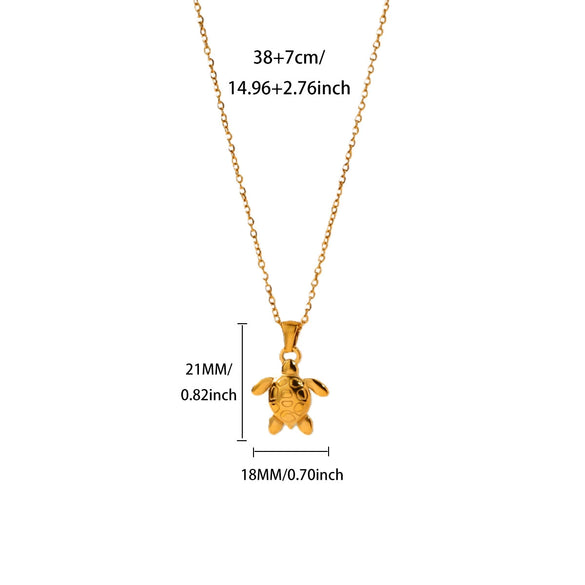 Wholesale Unisex Gold Plated Stainless Steel Rope Chain Necklace With Diamond Turtle Pendant Marine Series High End Jewelry