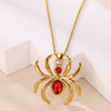 Wholesale Unisex Gothic Medieval Style Gold Plated Stainless Steel Animal Zodiac Spider Pendant Necklace With Cross Chain