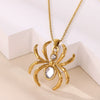 Wholesale Unisex Gothic Medieval Style Gold Plated Stainless Steel Animal Zodiac Spider Pendant Necklace With Cross Chain