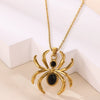 Wholesale Unisex Gothic Medieval Style Gold Plated Stainless Steel Animal Zodiac Spider Pendant Necklace With Cross Chain