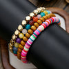 Wholesale Unisex Handmade Geometric Elastic Beaded Bracelet With Tiger Eye Stone Black Gallstone Alloy Stainless Steel
