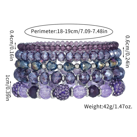 Wholesale Unisex Handmade Geometric Glass Multi Layer Stacked Elastic Bracelet