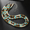 Wholesale Unisex Handmade Natural Turquoise Coconut Shell And Wood Beads Geometric Style O Chain Necklace