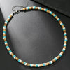 Wholesale Unisex Handmade Natural Turquoise Coconut Shell And Wood Beads Geometric Style O Chain Necklace