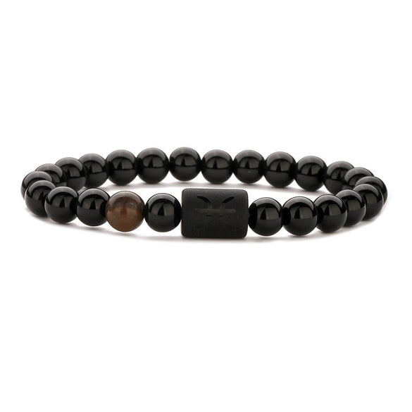 Wholesale Unisex Handmade Twelve Constellation Agate Elastic Bracelet