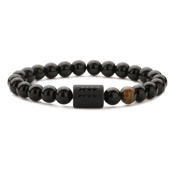 Wholesale Unisex Handmade Twelve Constellation Agate Elastic Bracelet