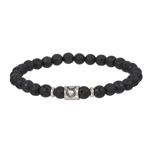 Wholesale Unisex Handmade Volcanic Rock Geometric Twelve Constellation Energy Beaded Bracelet