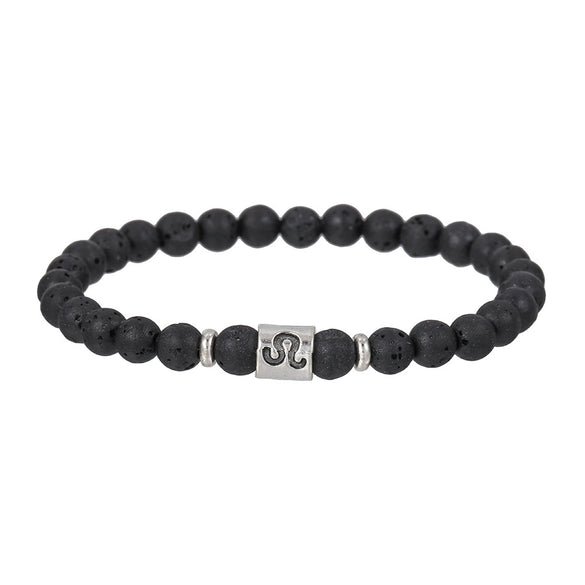 Wholesale Unisex Handmade Volcanic Rock Geometric Twelve Constellation Energy Beaded Bracelet