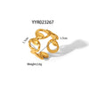 Wholesale Unisex Heart Shaped Opening Adjustable Stainless Steel Ring With Pvd Furnace Real Gold Electroplating