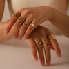 Wholesale Unisex Heart Shaped Opening Adjustable Stainless Steel Ring With Pvd Furnace Real Gold Electroplating
