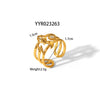 Wholesale Unisex Heart Shaped Opening Adjustable Stainless Steel Ring With Pvd Furnace Real Gold Electroplating