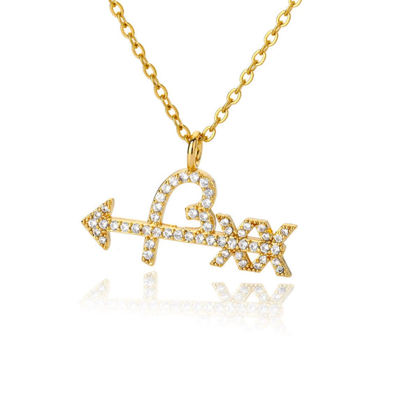 Wholesale Unisex Heart Shaped Zircon Pendant Necklace With Cross Chain Copper Material