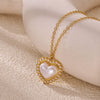 Wholesale Unisex Heartshaped Gold Electroplated Stainless Steel Pendant Necklace With Cross Chain
