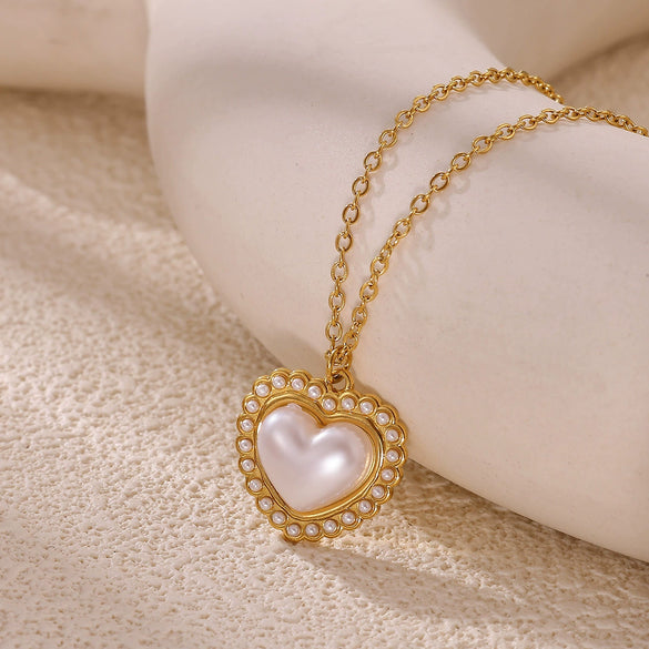 Wholesale Unisex Heartshaped Gold Electroplated Stainless Steel Pendant Necklace With Cross Chain