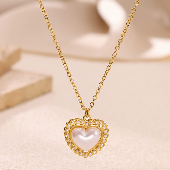 Wholesale Unisex Heartshaped Gold Electroplated Stainless Steel Pendant Necklace With Cross Chain