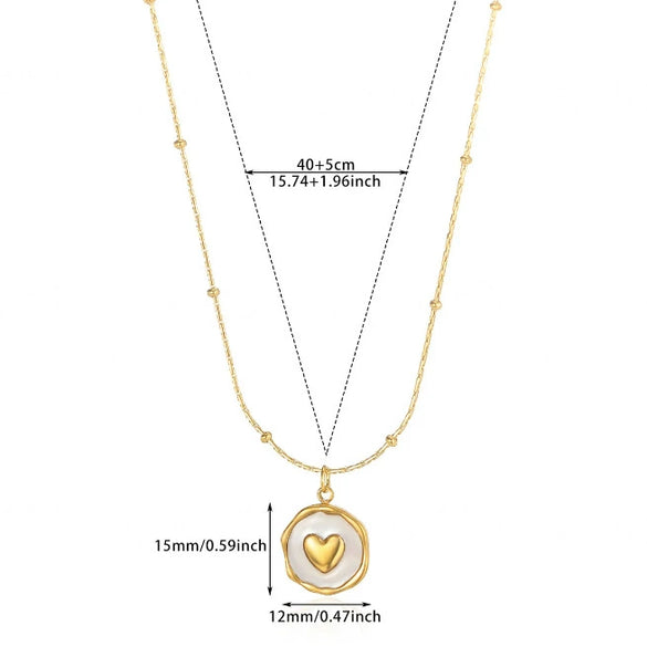 Wholesale Unisex Heartshaped Gold Electroplated Stainless Steel Pendant Necklace With Cross Chain