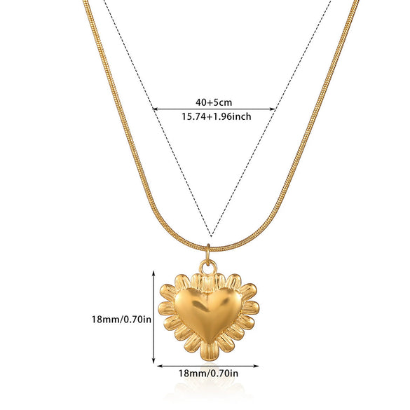 Wholesale Unisex Heartshaped Stainless Steel 18K Gold Plated Cross Chain Pendant Necklace