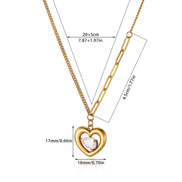 Wholesale Unisex Heartshaped Stainless Steel 18K Gold Plated Cross Chain Pendant Necklace
