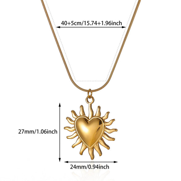 Wholesale Unisex Heartshaped Stainless Steel 18K Gold Plated Cross Chain Pendant Necklace