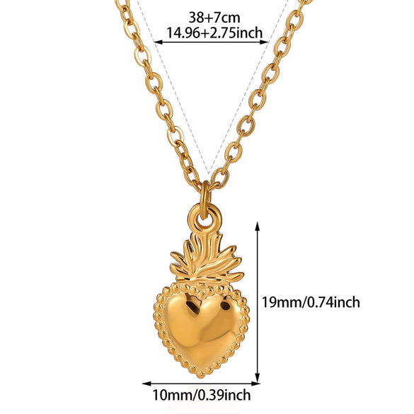 Wholesale Unisex Heartshaped Stainless Steel 18K Gold Plated Cross Chain Pendant Necklace