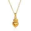 Wholesale Unisex Heartshaped Stainless Steel 18K Gold Plated Cross Chain Pendant Necklace