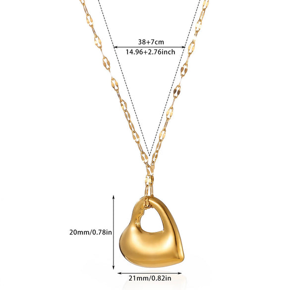 Wholesale Unisex Heartshaped Stainless Steel 18K Gold Plated Cross Chain Pendant Necklace