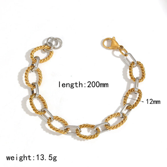 Wholesale Unisex Hip Hop Geometric Stainless Steel Vacuum Plated Bracelet