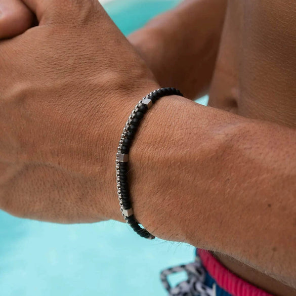 Wholesale Unisex Hip Hop Stretch Handmade Geometric Stone Chain Bracelet